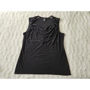 Torrid Top 2 Black Cowl Neck‎ Lace Shoulder Sleeveless Blouse Plus Size 2X